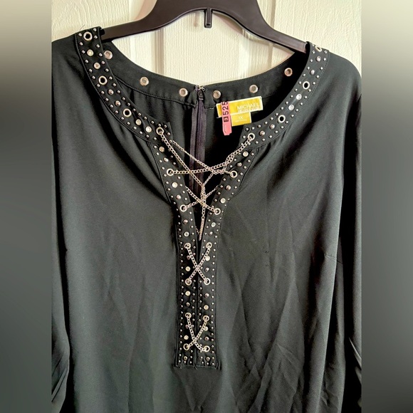 Michael Kors Black Studded Dress; 1X, embellished, chic, steampunk glam, studded - Picture 1 of 7